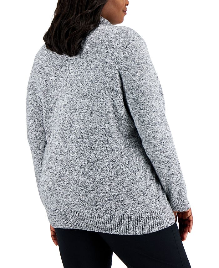 Karen Scott Womens Cotton Marled Knit Sweater Gray Size Large main image 1