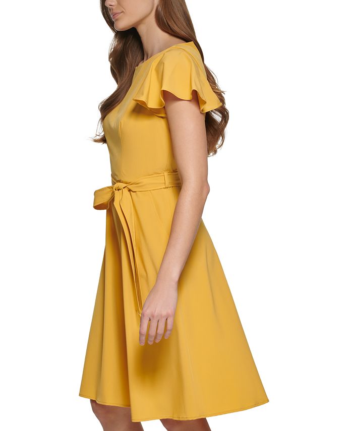Calvin Klein FlutterSleeve Fit & Flare Dress Macy's