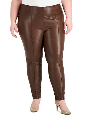 Anne Klein Plus Size Faux-Leather Pants - Macy's