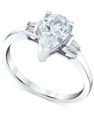 Macy's - Aquamarine (1-1/5 ct. t.w.) & Diamond (1/20 ct. t.w.) Ring in 14k White Gold