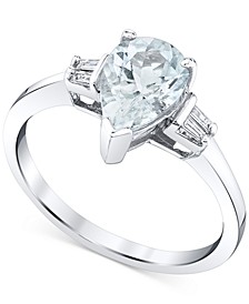 Aquamarine (1-1/5 ct. t.w.) & Diamond (1/20 ct. t.w.) Ring in 14k White Gold