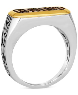 Men's Chocolate Quartz Cluster Ring (1/2 ct. t.w.) in 14k Gold & Sterling Silver