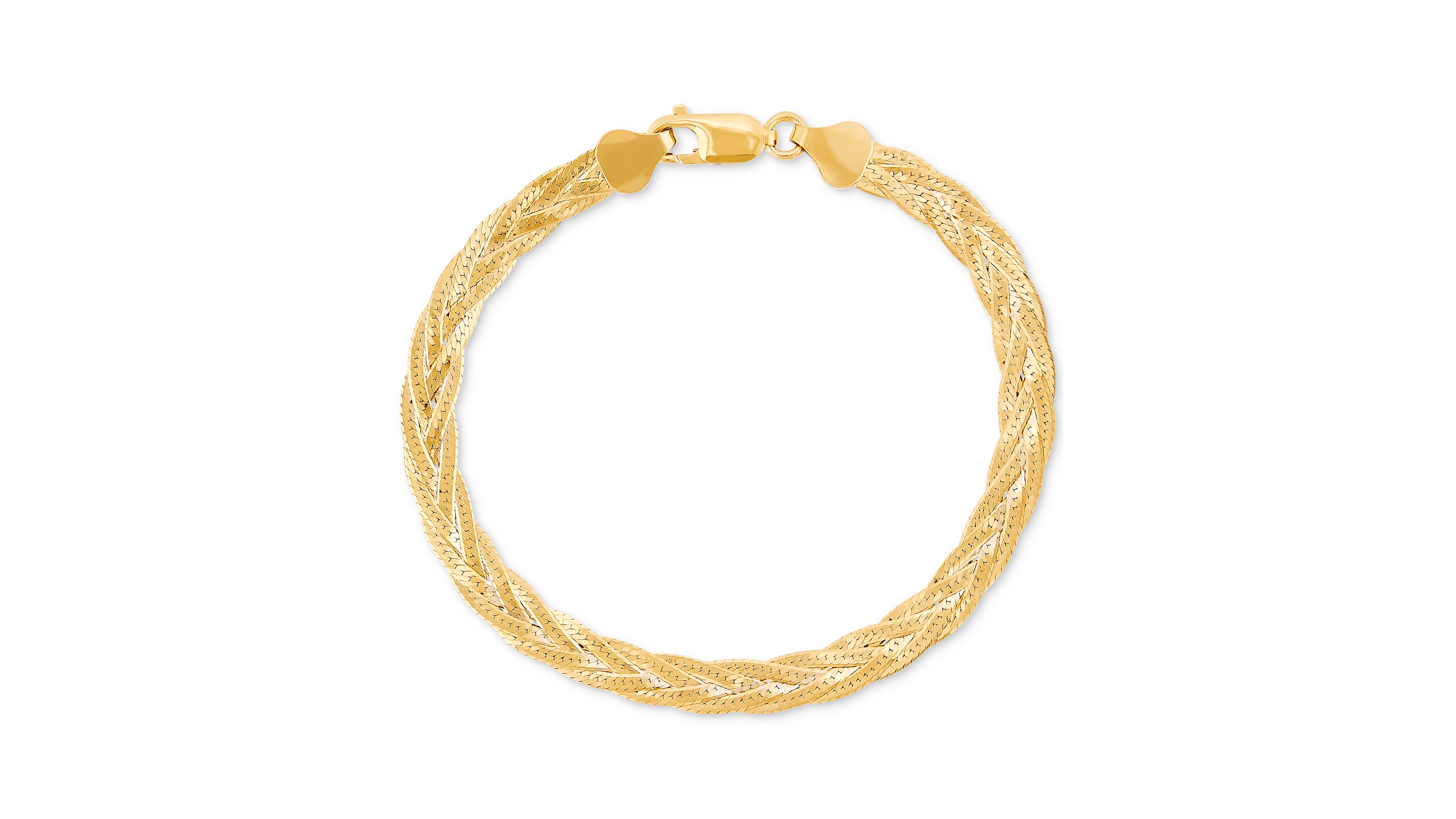 Giani Bernini Braided Herringbone Link 7-1/2" Bracelet in 14k Gold-Plated Sterling Silver, Created for Macy's