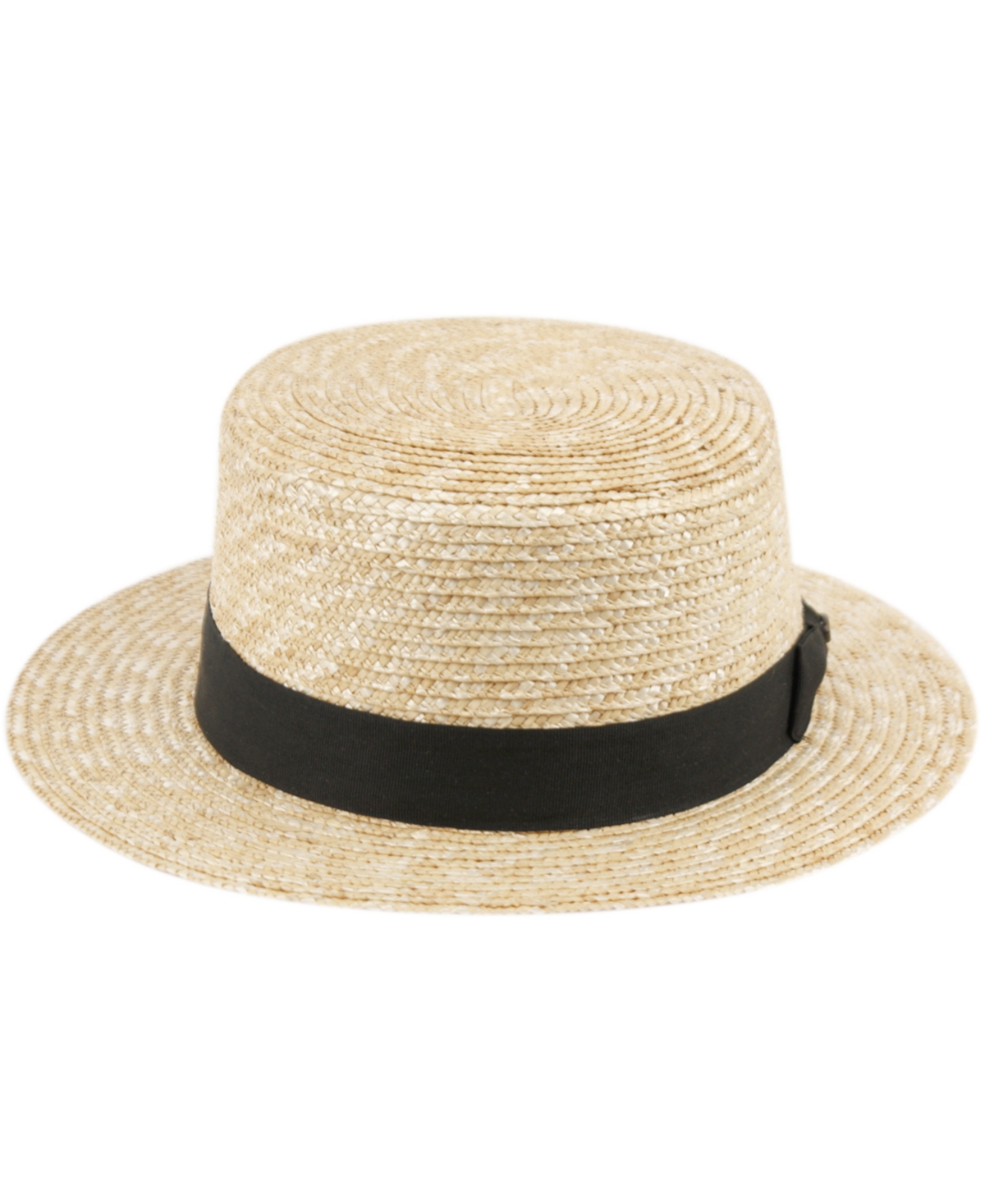 Unisex Straw Skimmer Boater Hat - Natural
