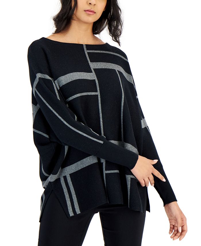Alfani Women's Geo-Print Dolman-Sleeve Sweater, Created for Macy's - Macy's