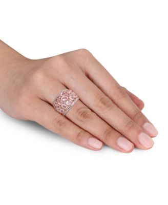 Rose Quartz (6 ct. t.w.) & Diamond (1/20 ct. t.w.) Openwork Statement Ring in Rose Gold-Plated Sterling Silver