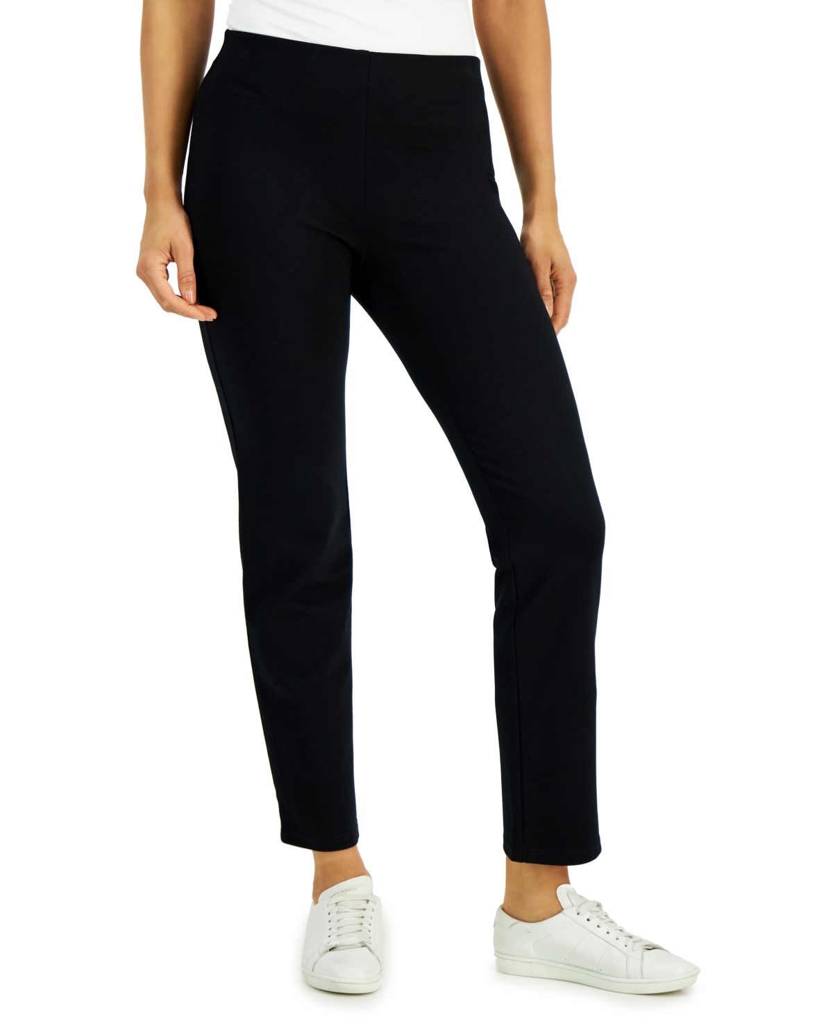 Jm Collection Women's Tummy-control Cambridge Slim-leg Pull-on Pants, Exclusively At Macy's In Deep Black