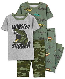 Big Boys 4-Pc. Snug Fit Dinosaur-Print Pajama Set  