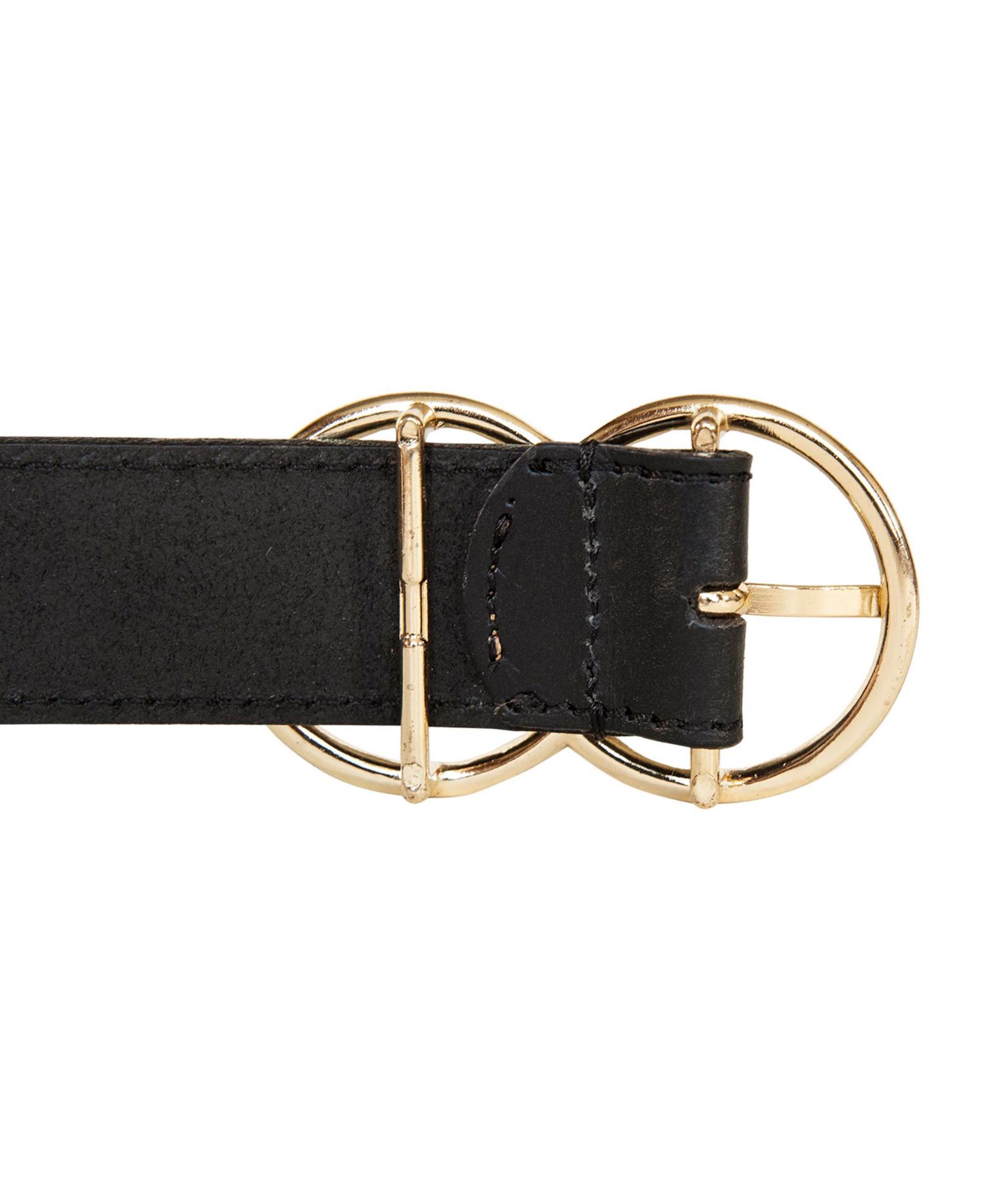 Women's Double O Ring Leather Pant Belt