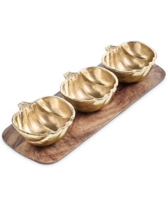 Martha Stewart Collection - Harvest Wood Board with 3 Pumpkin Bowls, Created for Macy's