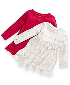 Baby Girls Chloe 2-Pk. Solid & Heart Stripe-Print Long-Sleeve Dresses, Created for Macy's 