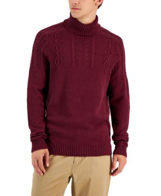 Men's Chunky Cable Knit Turtleneck Sweater