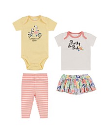 Baby Girls Skirt, Leggings, Bodysuit and T-shirt, 4 Piece Set