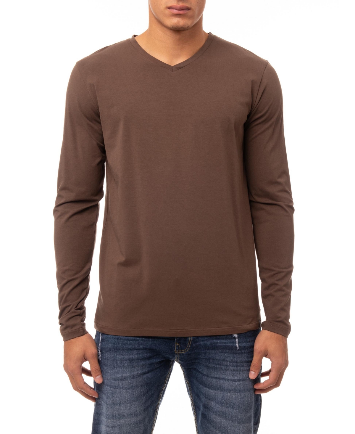 X-Ray Men's Soft Stretch V-Neck Long Sleeve T-shirt - Army green