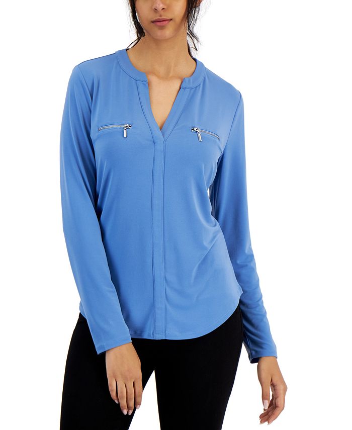  Holiday Tops For Women Half Zip With Big Pocket Plain