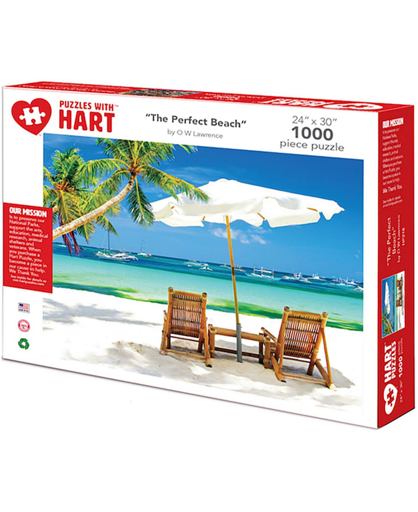 Детский пазл Hart Puzzles The Perfect Beach 1000-Piece Puzzle, Ages 3+ — фото 1