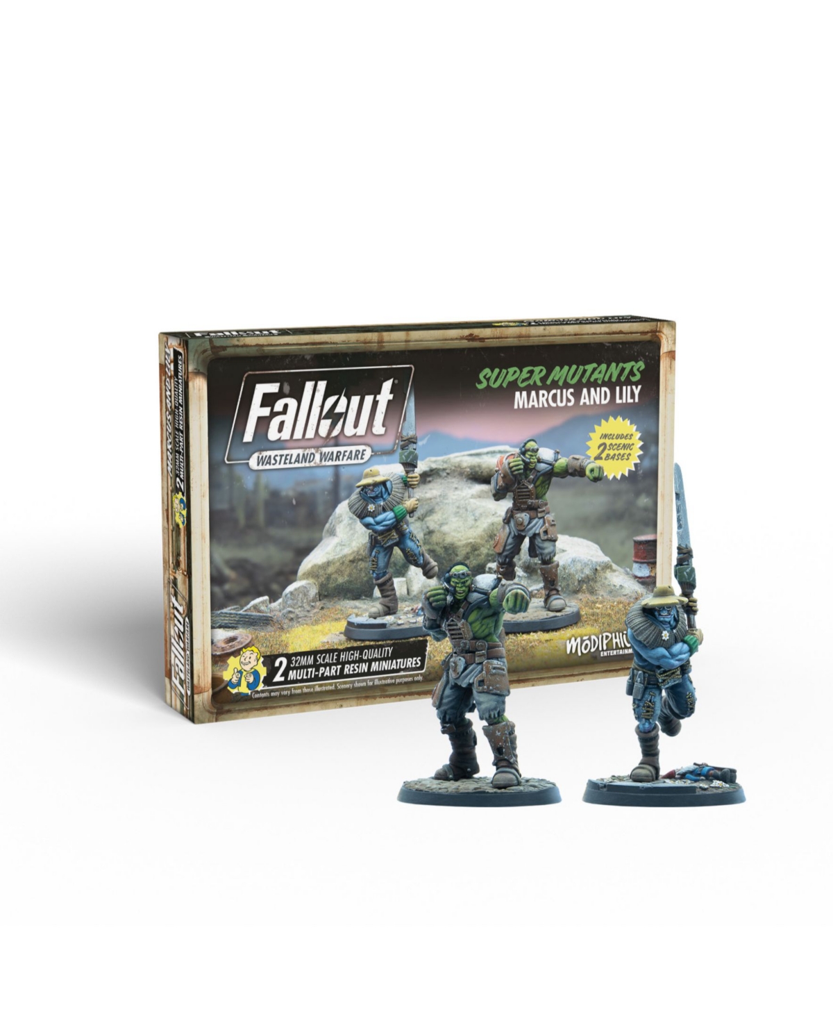Shop Modiphius Fallout Wasteland Warfare Super Mutants Marcus And Lily, 4 Pieces In Multi