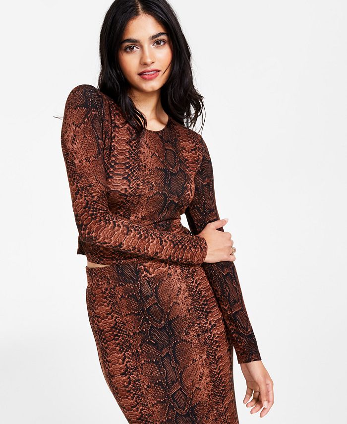 Bar III Women’s Printed Cropped Top, Created for Macy’s Macy's