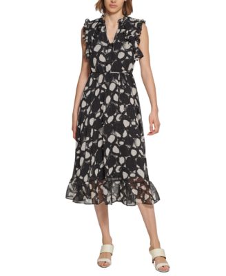 Calvin Klein - Women's Ruffled V-Neck Dress