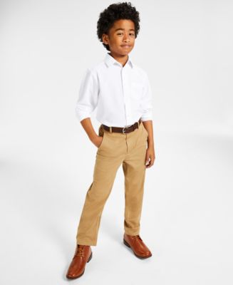 Khaki pants and white shirt sold for children