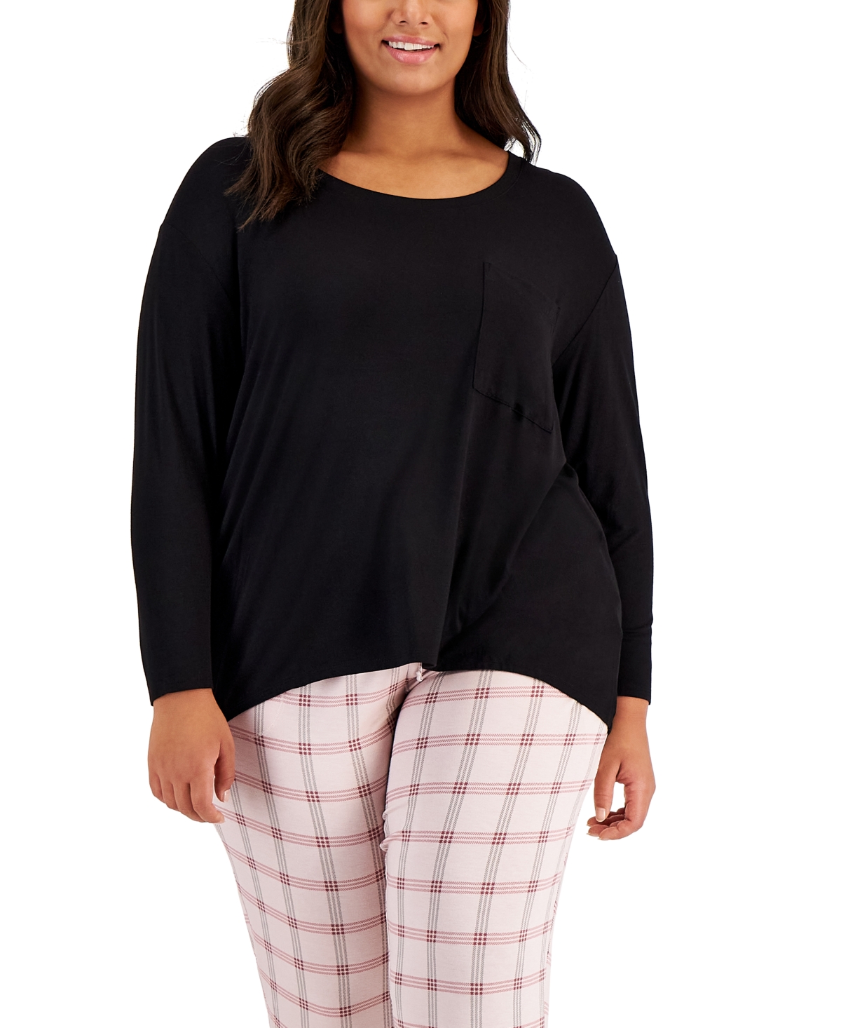 Alfani Plus Size Long-Sleeve Jersey Sleep Top, Created for Macy's