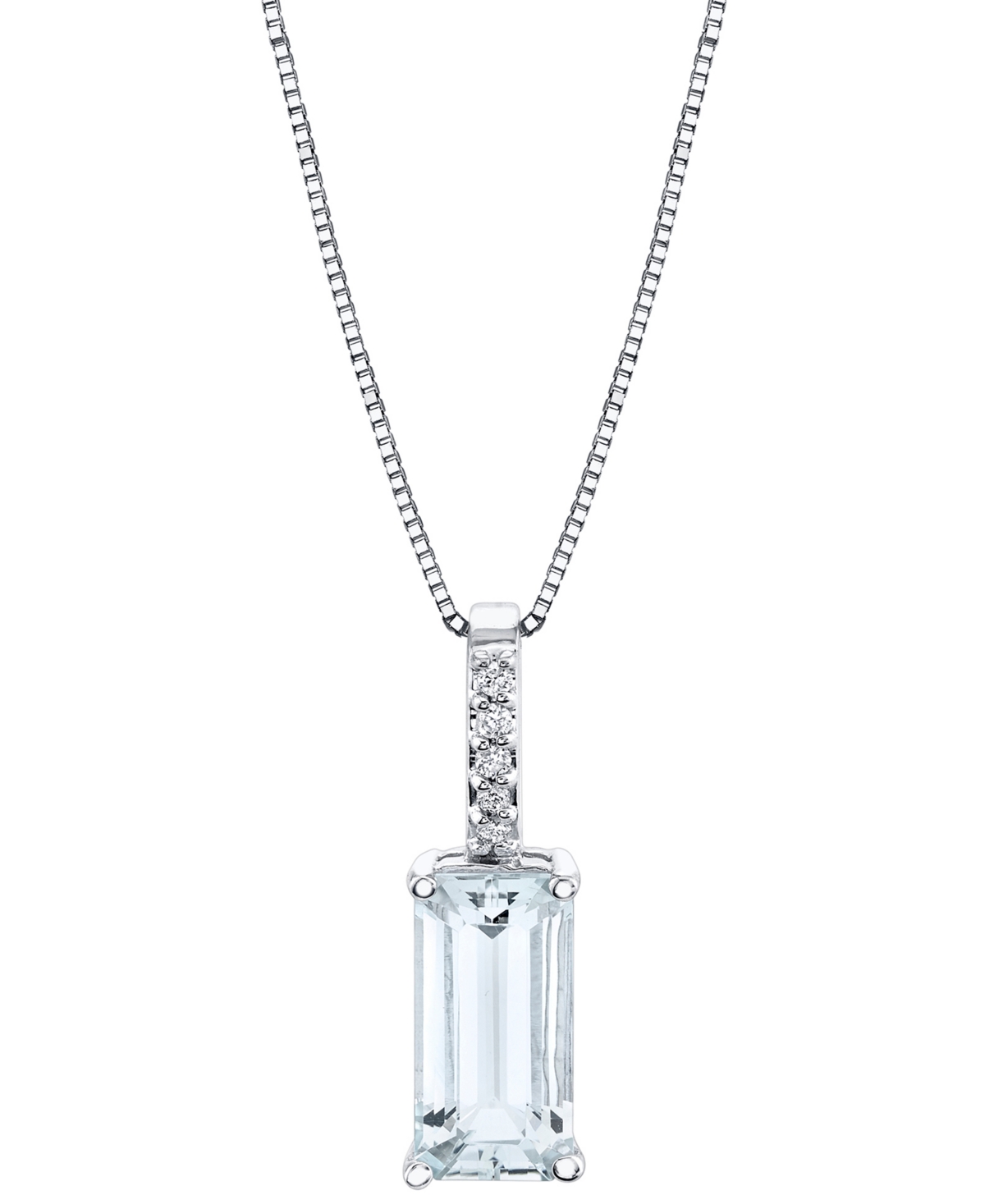 Macy's Aquamarine (2-5/8 Ct. T.w.) & Diamond (1/20 Ct. T.w.) 18" Pendant Necklace In Sterling Silver