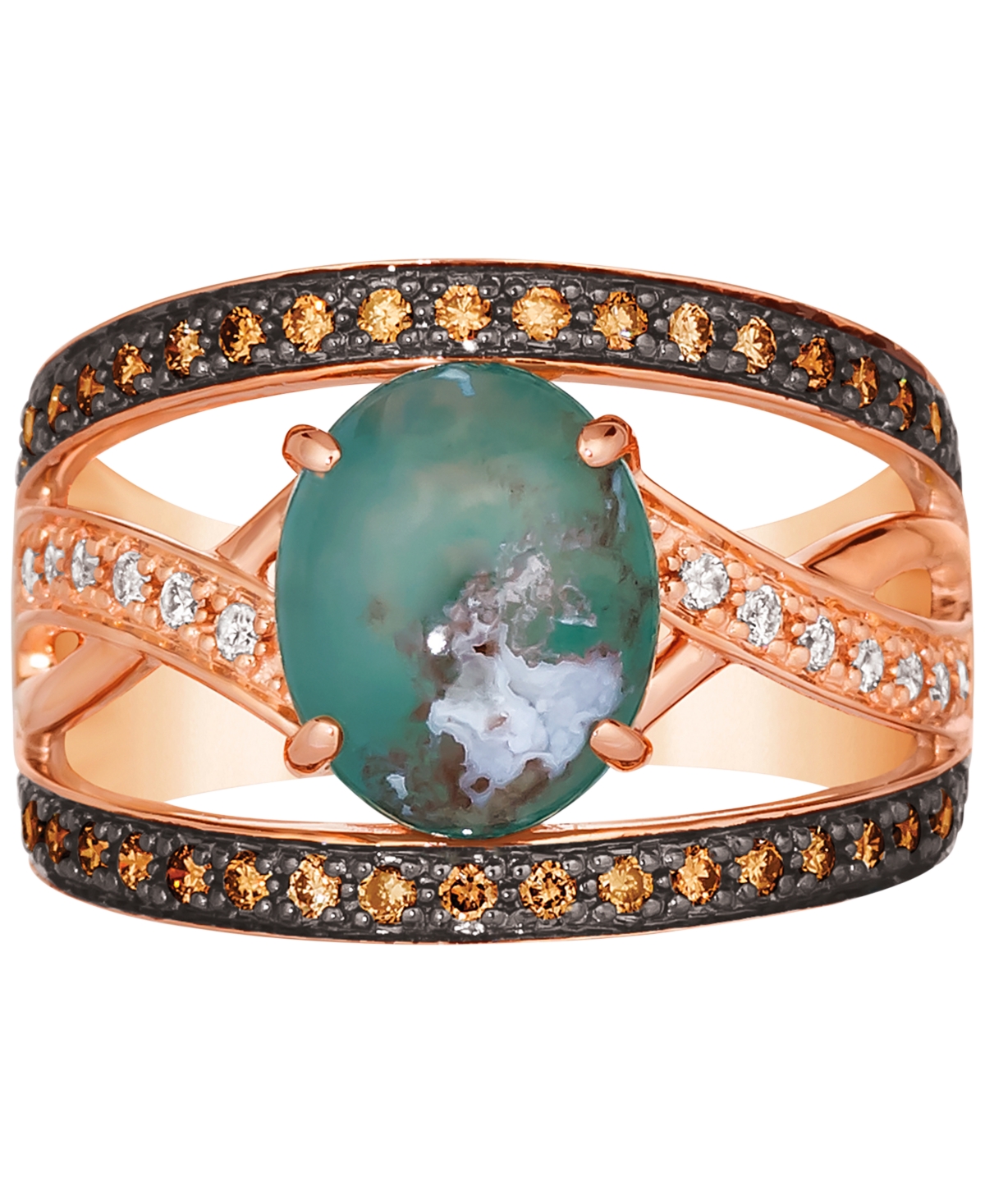 Le Vian Aquaprase Candy & Diamond (3/8 ct. t.w.) Openwork Statement Ring in 14k- Rose Gold