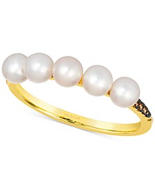 Chocolatier® Vanilla Pearl (4mm) & Chocolate Diamond Accent Ring in 14k Gold