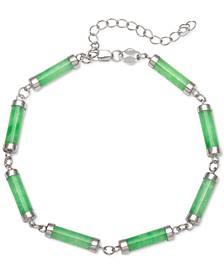 Jade Cylindrical Link Bracelet in Sterling Silver