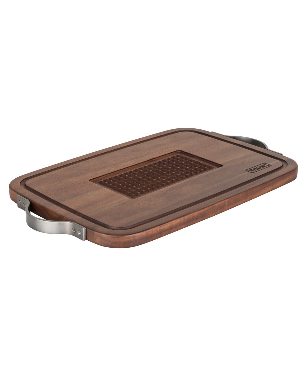 Viking Acacia Carving Board With Juice Well And Metal Handles In Multicolor