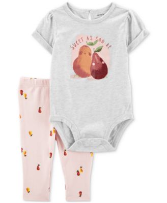Carter's - Baby Girls 2-Pc. Pear-Print Bodysuit & Pants Set