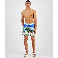 Deals on INC International Concepts Mens Tropical Scene 5-in Board Shorts