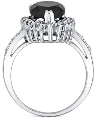 Onyx & Diamond (1/4 ct. t.w.) Halo Ring in Sterling Silver