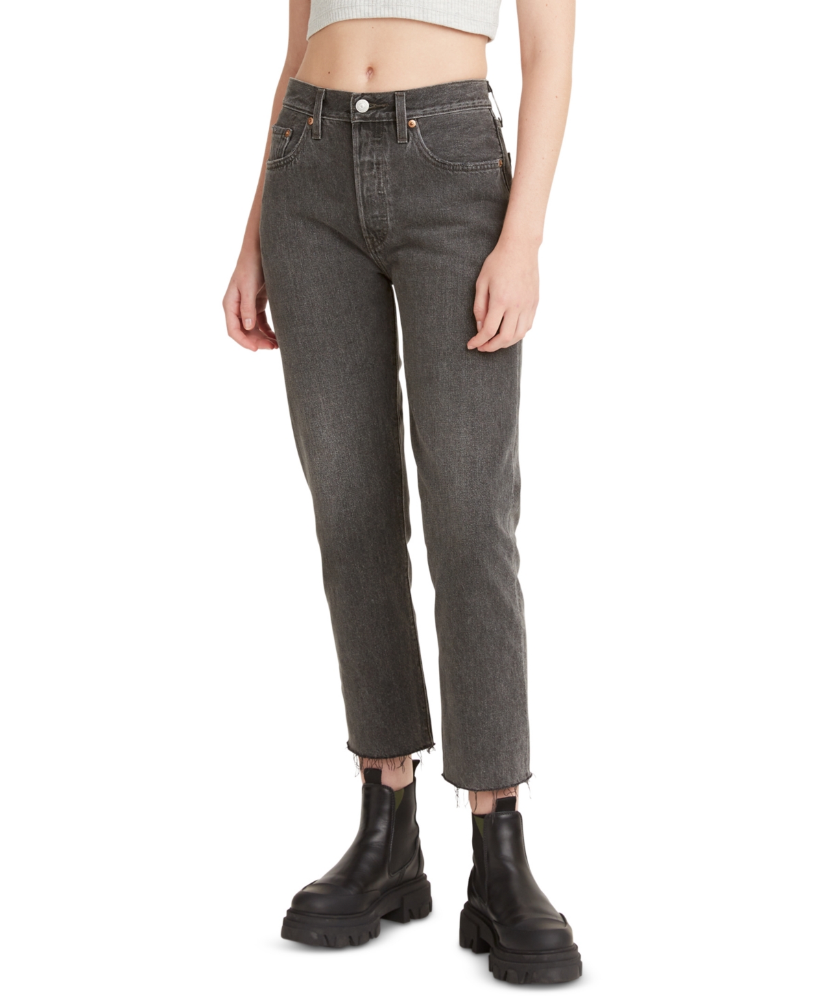 Levi's 501 Cropped Straight-leg High Rise Jeans In Get Off My Cloud