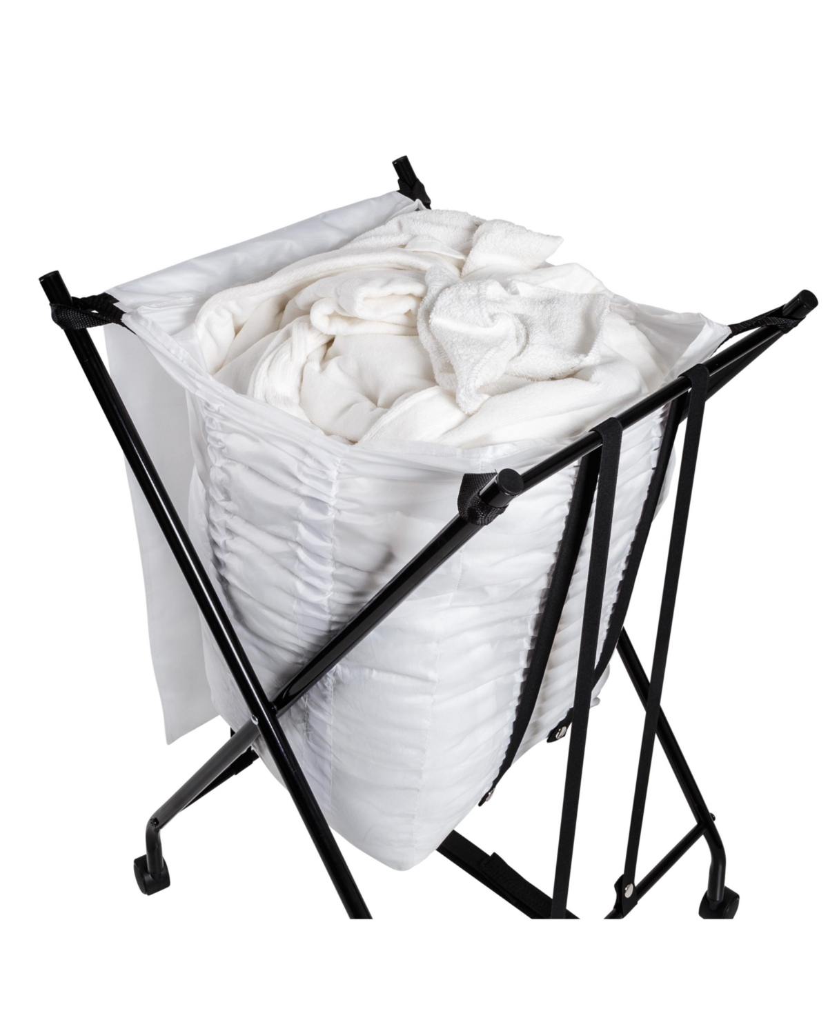 Shop Honey Can Do Single Bounce Back Hamper No Bend Laundry Basket With Wheels And Lid In Black