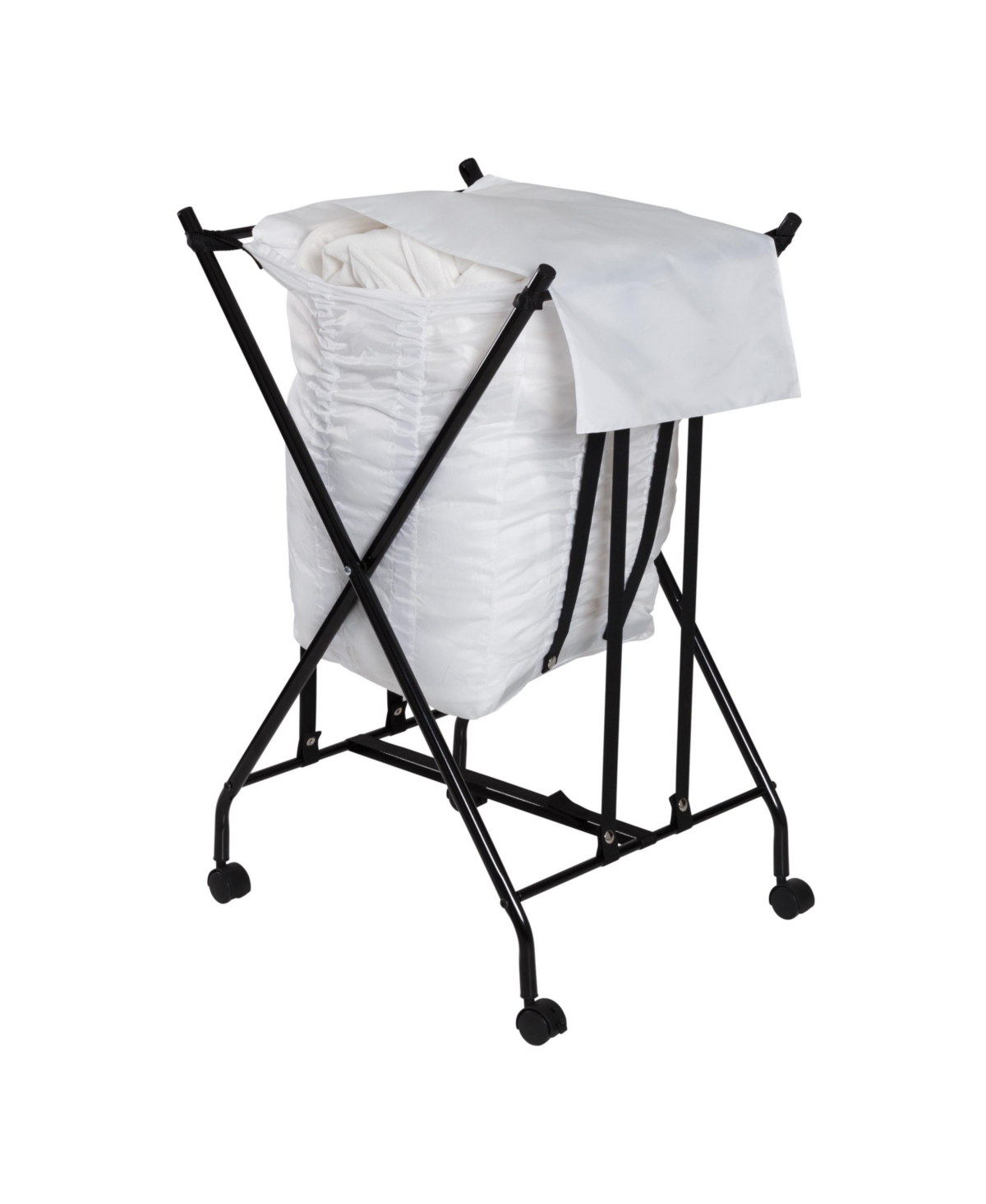 Honey Can Do Single Bounce Back Hamper No Bend Laundry Basket With Wheels And Lid In Black