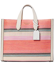 Manhattan Woven Striped Fabric Large Tote