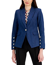 Women's Denim Single-Button Blazer