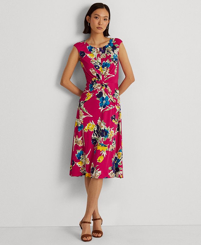 Lauren Ralph Lauren Floral Twist-Front Jersey Dress & Reviews - Dresses -  Women - Macy's