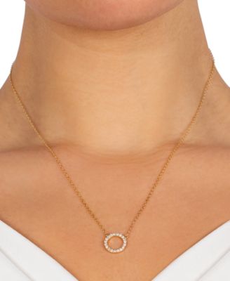 Giani Bernini Cubic Zirconia Circle Pendant Necklace, 16" + 2" extender, Created for Macy's