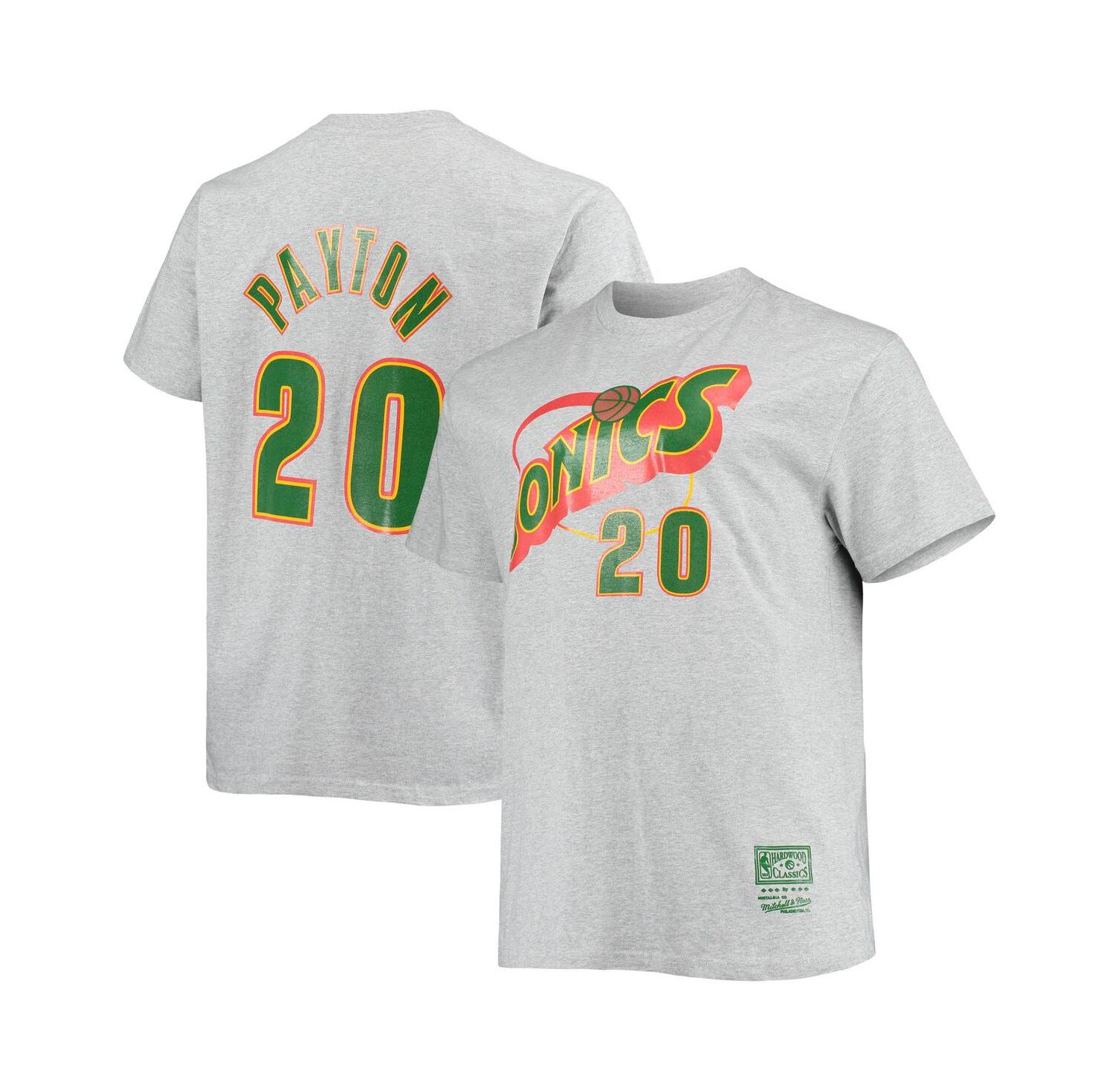 Men's Gary Payton Heather Gray Seattle Supersonics Big and Tall Hardwood Classics Name and Number T-shirt