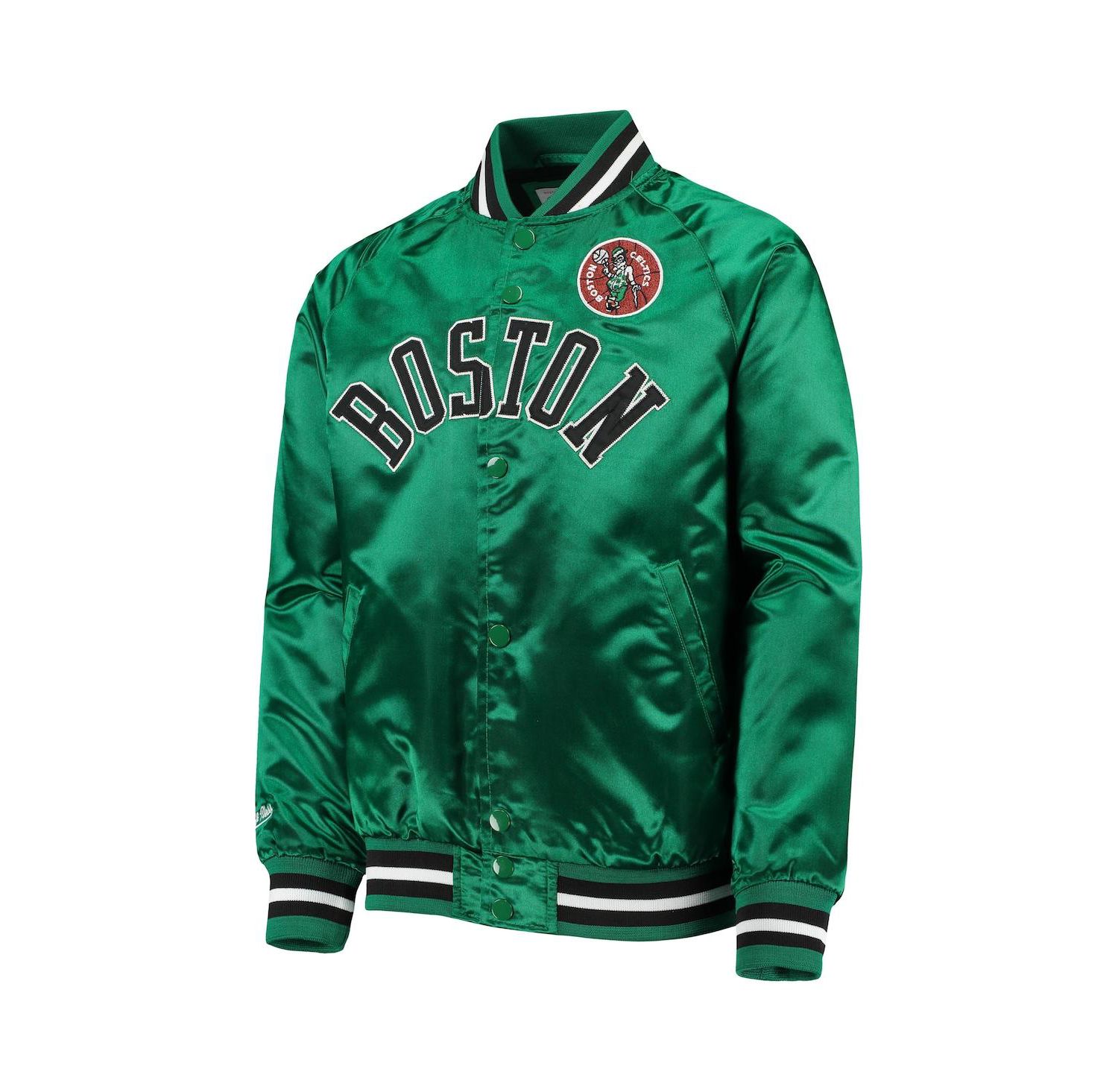 Big Boys Kelly Green Boston Celtics Hardwood Classics Satin Raglan Full-Snap Jacket