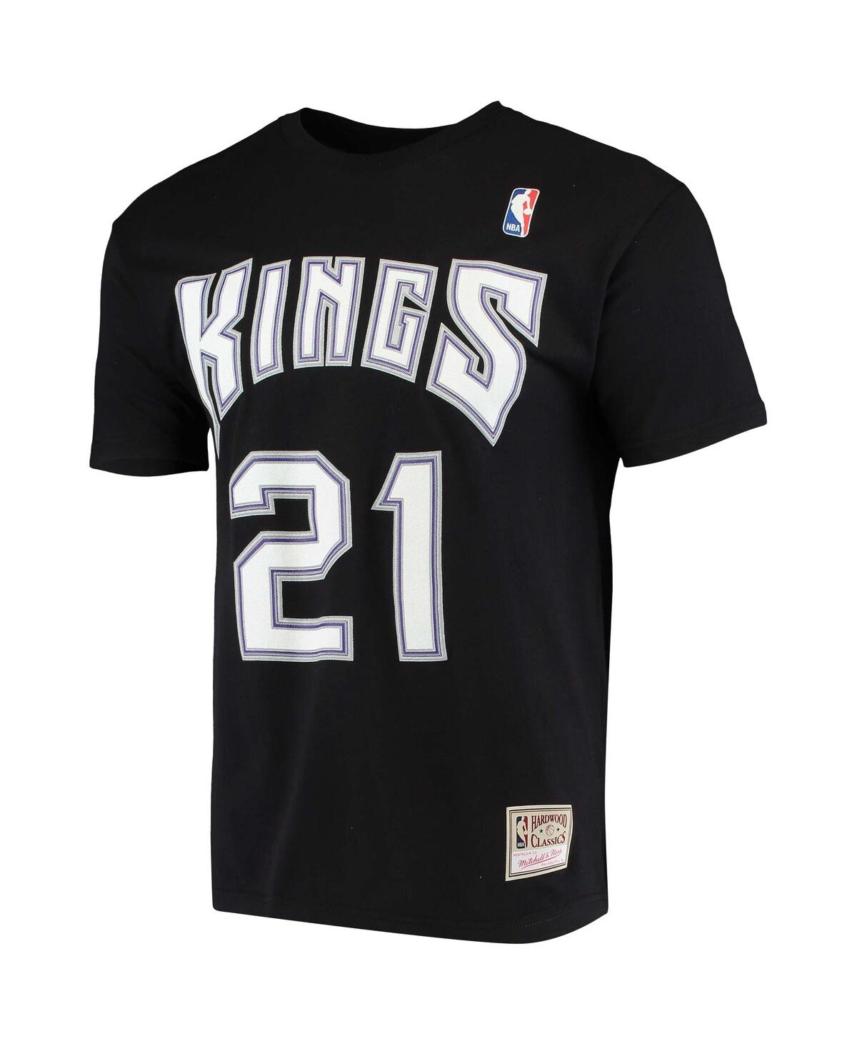 Mitchell & Ness Men's  Vlade Divac Black Sacramento Kings Hardwood Classics Stitch Name And Number T- In Black