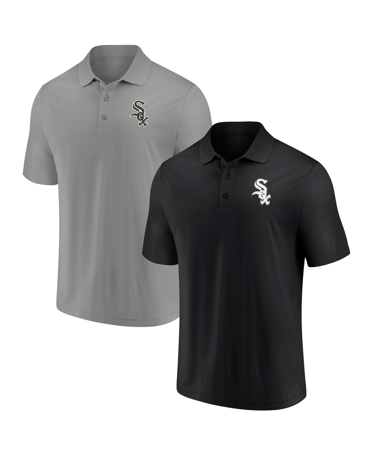 Fanatics Men's  Black And Gray Chicago White Sox Primary Logo Polo Shirt Combo Set In Black,gray