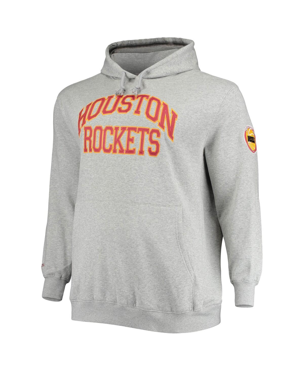 Mitchell & Ness Hakeem Olajuwon Heathered Gray Houston Rockets Big & Tall Name & Number Pullover Hoo In Heathered Gray