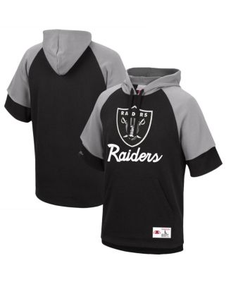 Men's Black Las Vegas Raiders Home Advantage Raglan Short Sleeve Pullover Hoodie