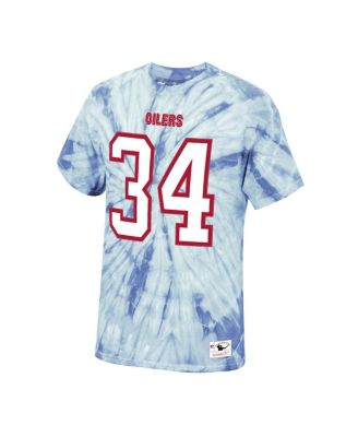 Men's Earl Campbell Light Blue Houston Oilers Tie-Dye Retired Player Name and Number T-shirt