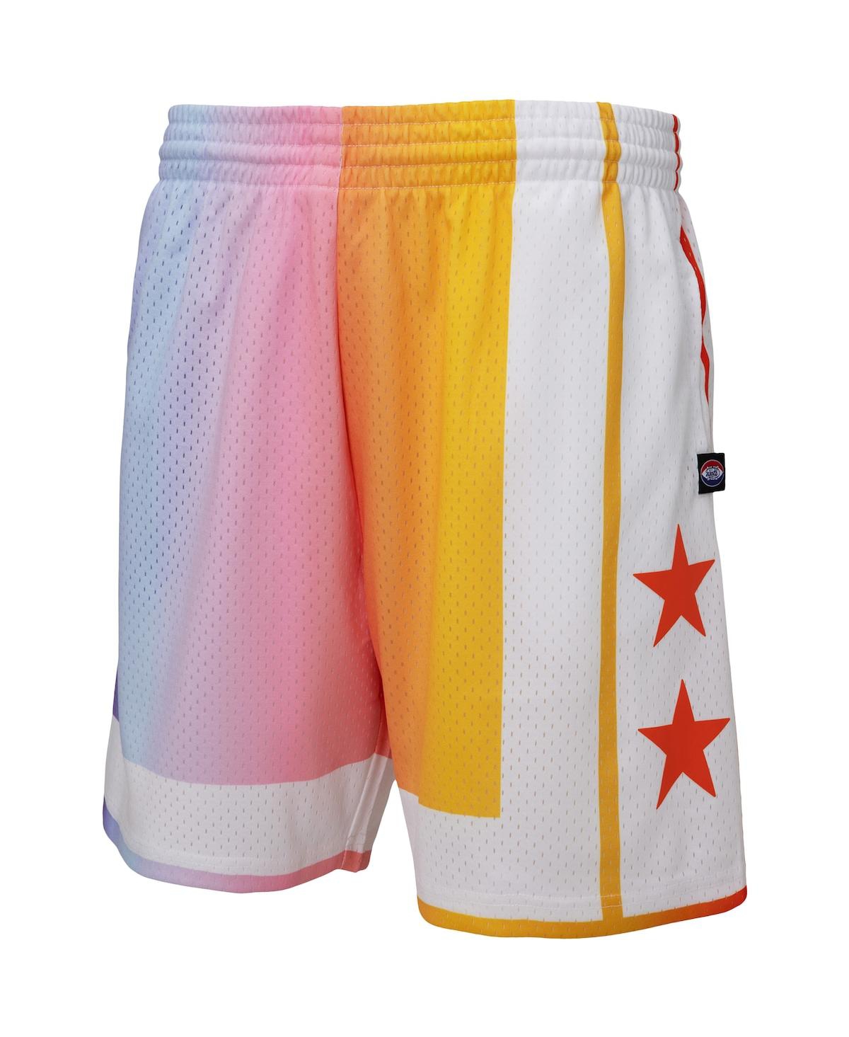 Shop Mitchell & Ness Men's  X Uninterrupted White, Yellow New York Nets Hardwood Classics Swingman Shorts In White,yellow