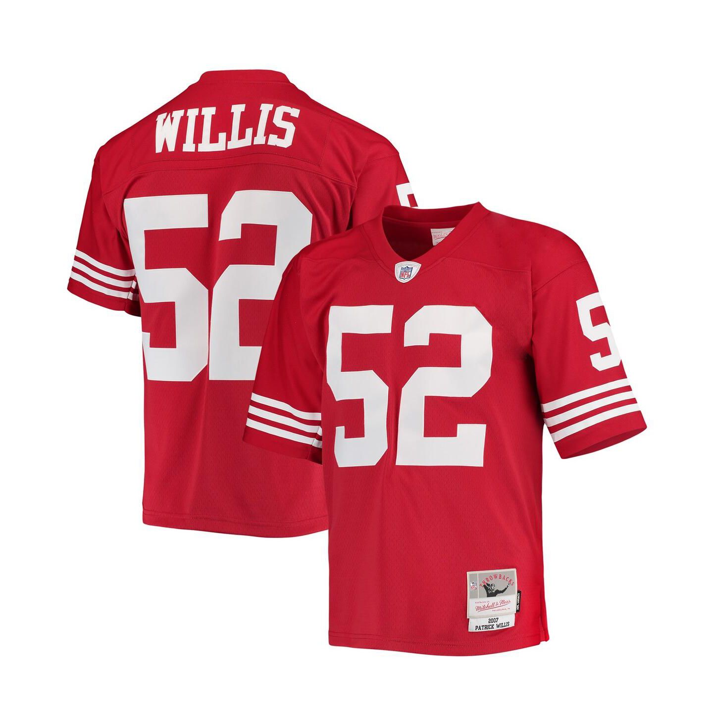 Мужской топ Mitchell & Ness Patrick Willis Scarlet San Francisco 49ers 2007 Legacy Replica Jersey — фото 1