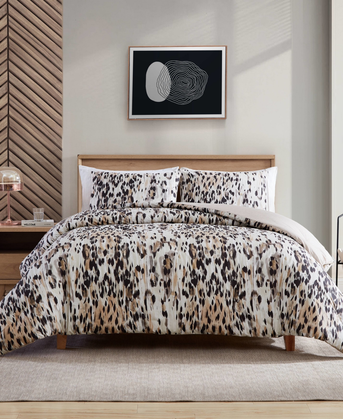 Closeout! Kenneth Cole New York Abstract Leopard 3 Piece Duvet Cover Set,